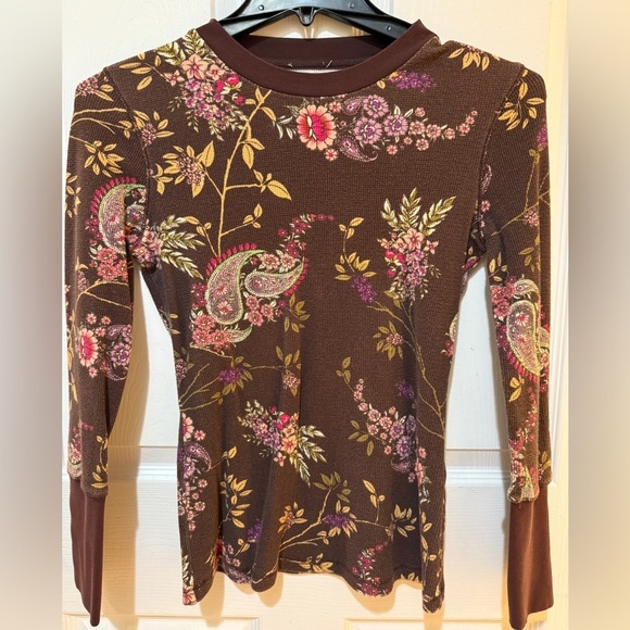 Sundance Brown and Pink thermal style top lightweight size S - Picture 1 of 4